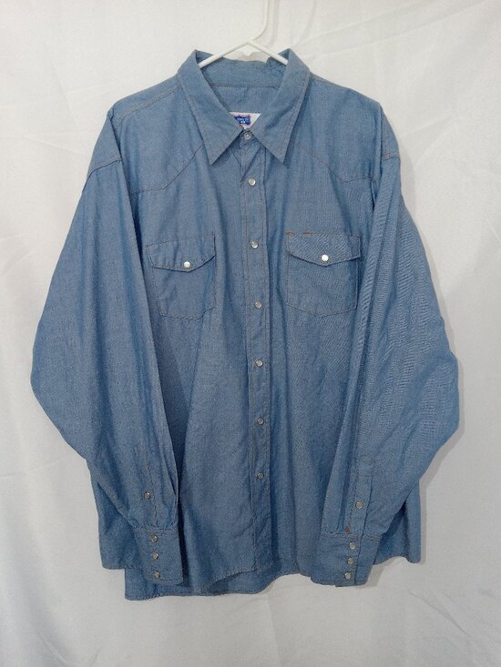 Big Smith Other - Vintage Big Smith Chambray Cowboy Western Pearl Snap Work Rancher Shirt 3XL